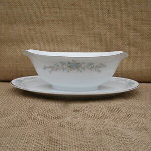 Vintage Royal Court Gravy Boat Blue Fantasy Pattern